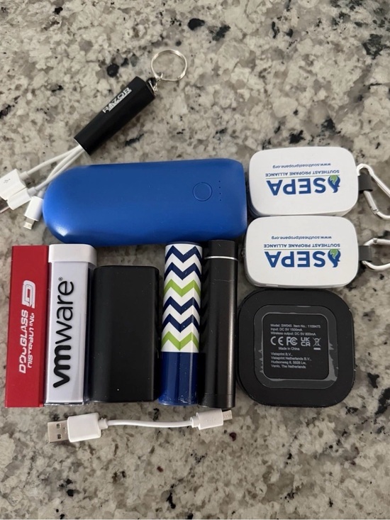 Other - Set of 10 Assorted Portable Power Banks and Chargers - Blue, Black, White, Red